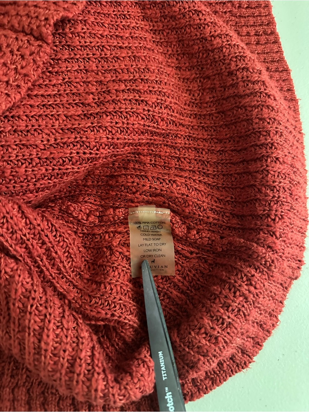 Peruvian Connection Pima Cotton Cardigan Button Knit Sweater Size Small Boho Red - Picture 4 of 7